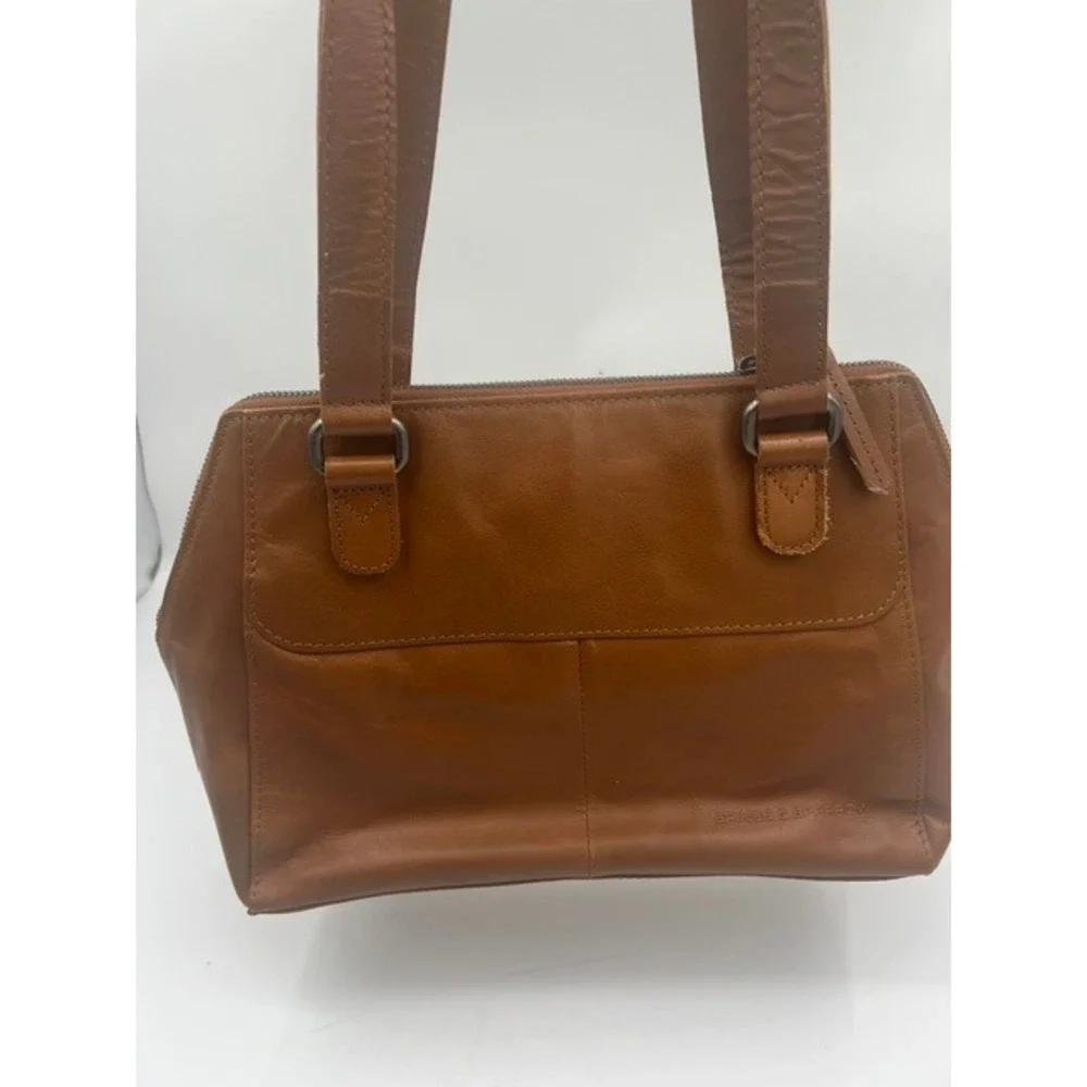 Spikes & Sparrow Shoulder Bag Women Medium Cognac Brown Good Leather Zip Satchel